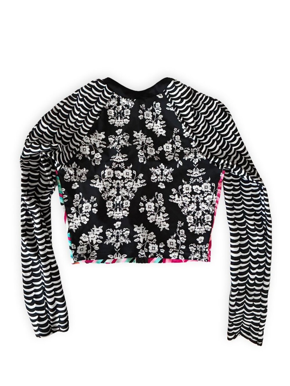 Coco Rave Floral Raglan Cropped Zipped Rashguard Top - Picture 2 of 3